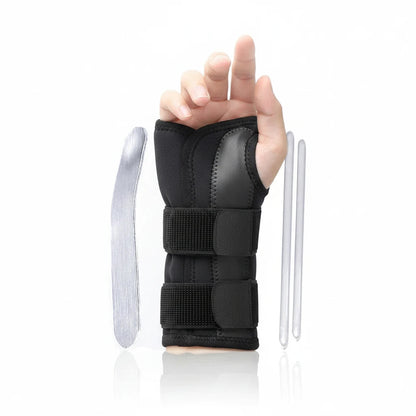 Attelle de poignet noire ChronoStyle avec renforts métalliques amovibles pour le soutien et la compression