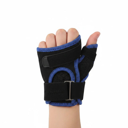 Attelle de pouce et stabilisateur de poignet ChronoStyle noir et bleu en tissu respirant pour le soutien articulaire