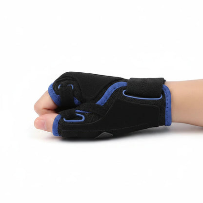 Attelle de pouce et stabilisateur de poignet ChronoStyle noir et bleu en tissu respirant pour arthrite et tendinite