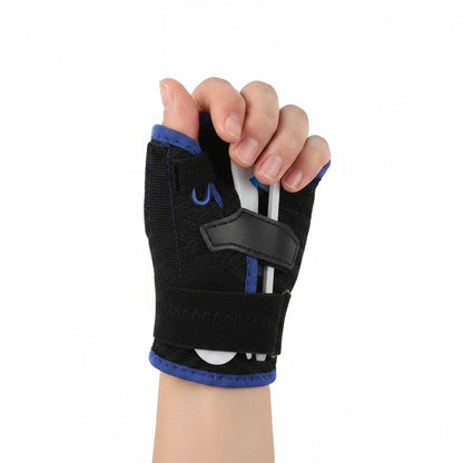 Attelle de pouce et stabilisateur de poignet ChronoStyle noir et bleu en tissu respirant pour le soutien articulaire