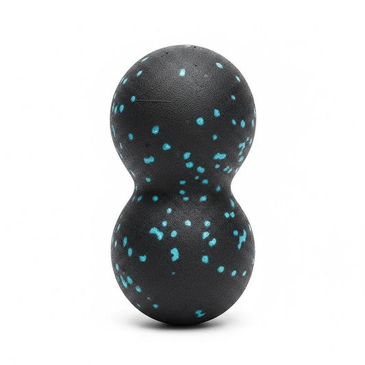 Balle de massage double ChronoStyle MyoRelease Pro en mousse EPP noire avec des points bleus pour trigger points