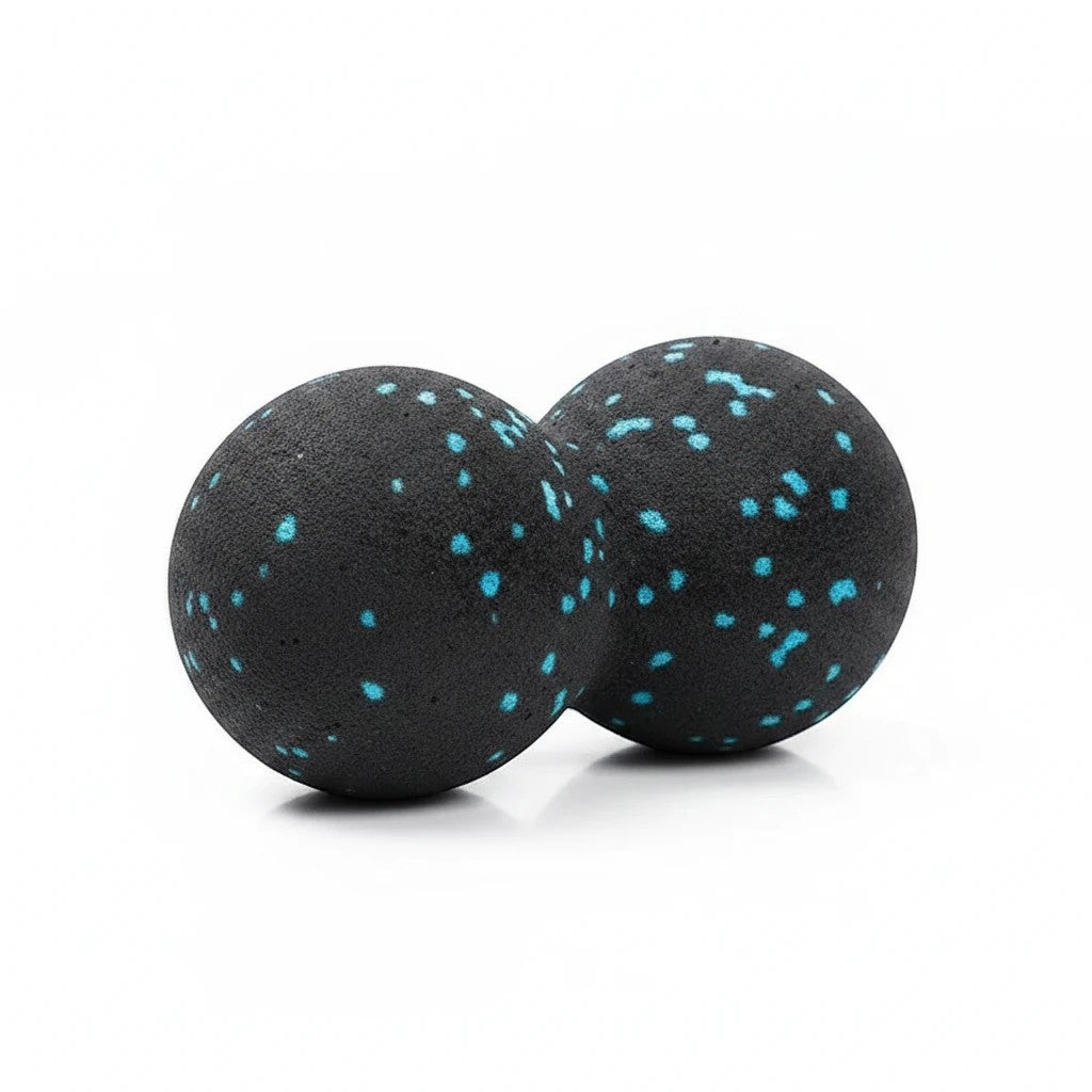 Balle de massage double MyoRelease Pro ChronoStyle en mousse EPP noire avec des points bleus pour le dos
