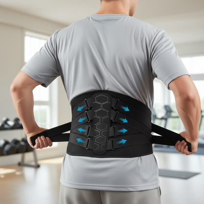 Ceinture de soutien lombaire noire ChronoStyle en maille 3D respirante pour soulager les douleurs dorsales