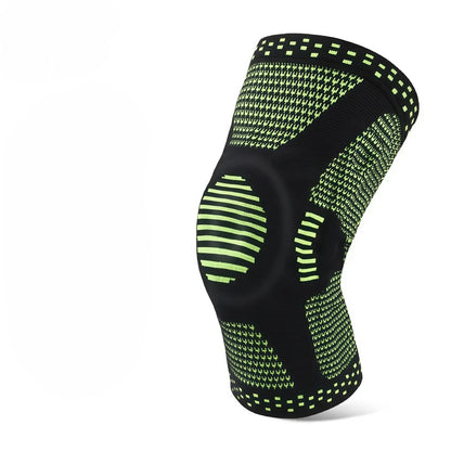 Genouillère de compression SPOSAFE ChronoStyle noire et verte en tricot avec stabilisateur de rotule en silicone