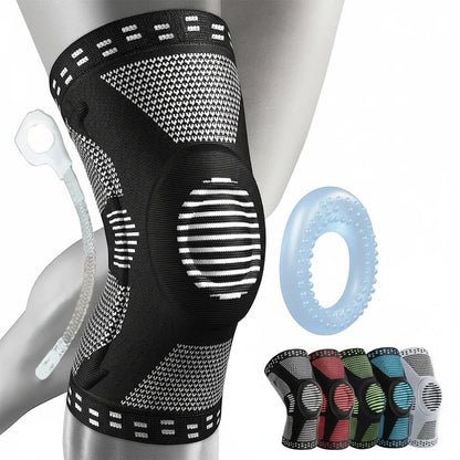 Genouillère de compression tricotée ChronoStyle avec stabilisateur rotulien en silicone et ressorts latéraux