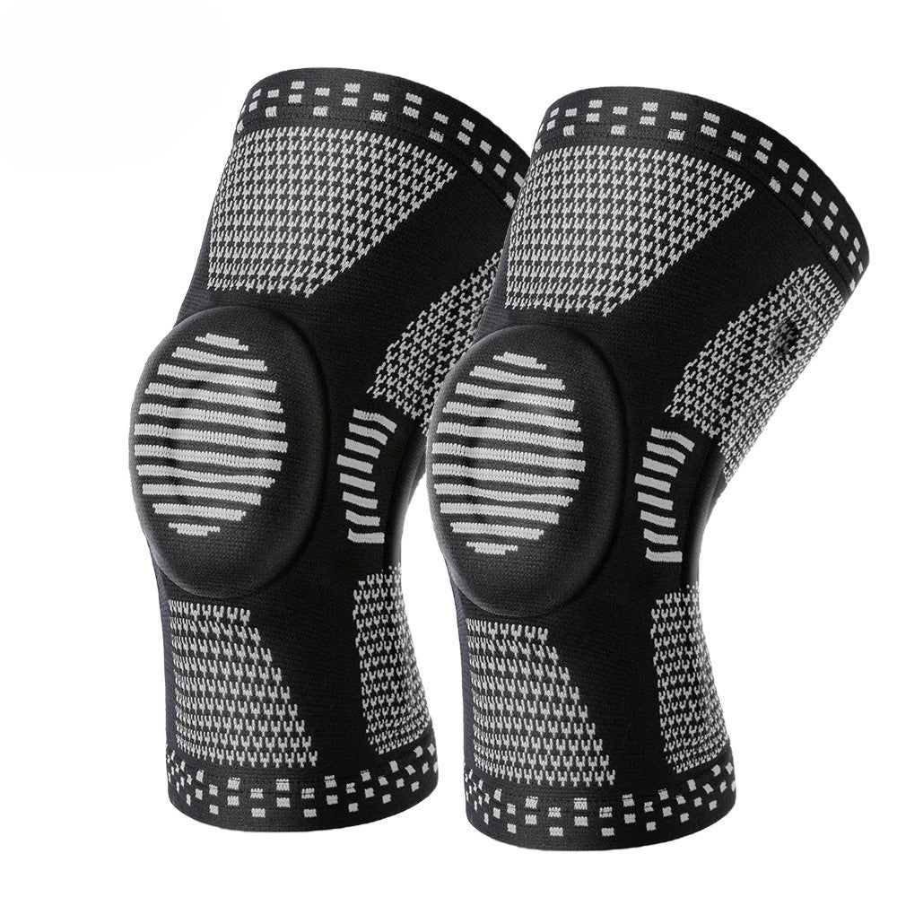 Genouillères de compression tricotées noires ChronoStyle avec coussinet rotulien en silicone pour le sport