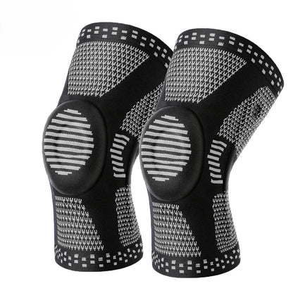 Genouillères de compression tricotées noires ChronoStyle avec coussinet rotulien en silicone pour le sport