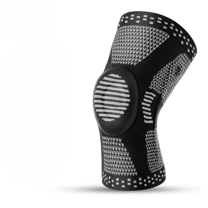 Genouillère de compression ChronoStyle noire et grise en tricot respirant avec stabilisateur de rotule en silicone