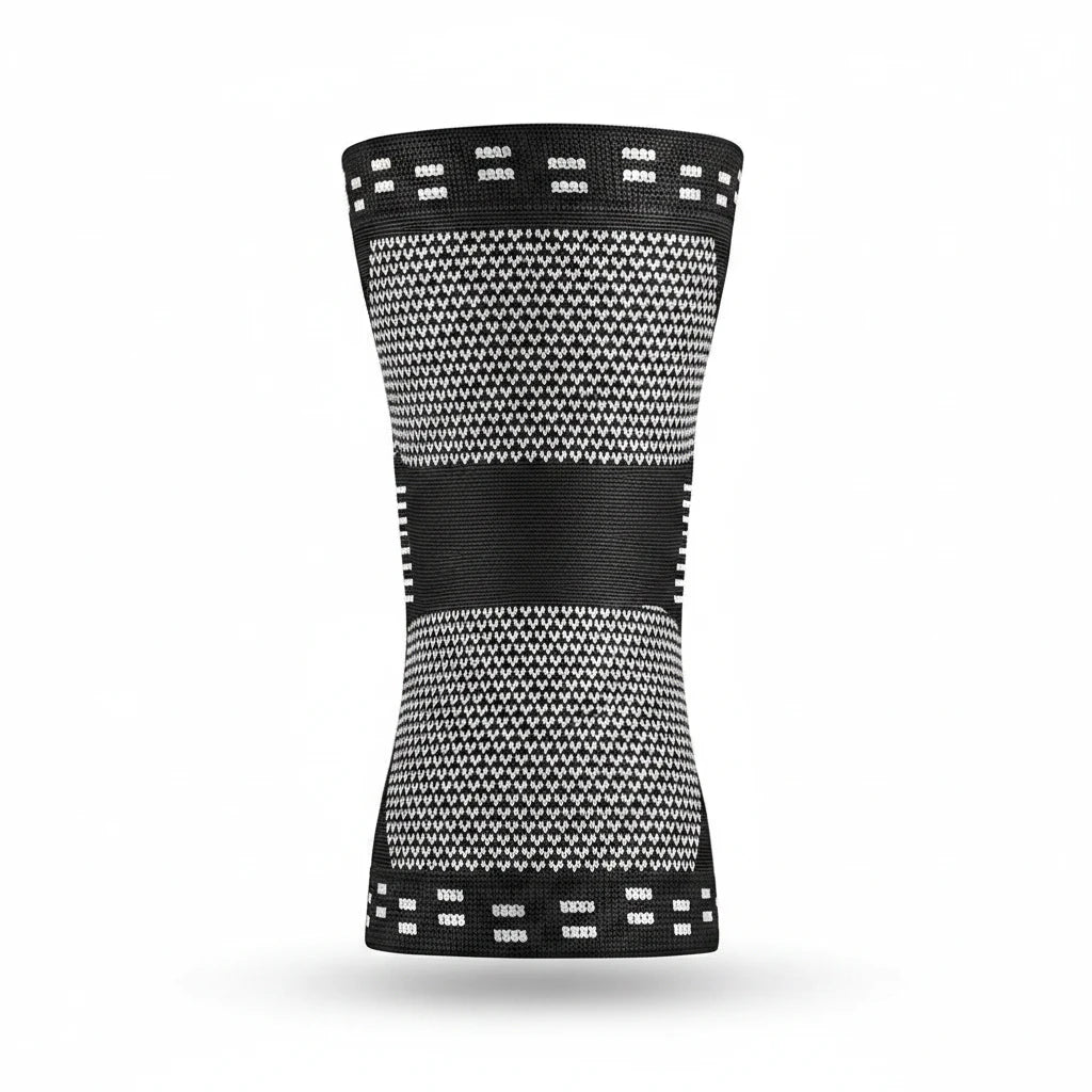 Genouillère de compression tricotée noire et blanche ChronoStyle pour le sport et le soutien articulaire